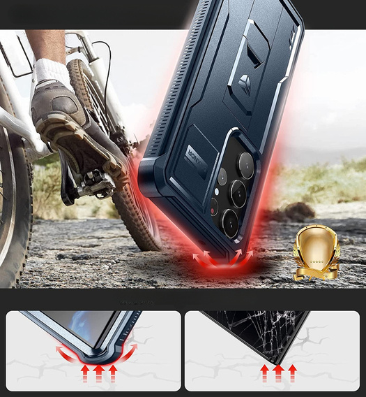 Бронированный чехол для Samsung Galaxy S23 Ultra, Dexnor Full Body (Two Frames), темно-синий