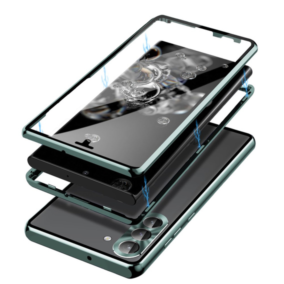 Чехол для Samsung Galaxy S23, Magnetic Dual Glass, зелёный