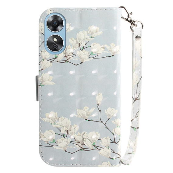 Чохол-книжка для Oppo A17, Light Spots Decor, flowers magnolia, сірий