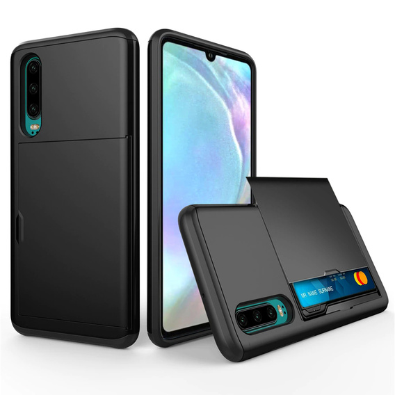 Чехол до Huawei P30, Sliding Card Holder, чёрный