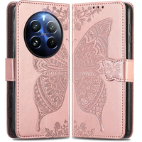 Чохол-книжка для Realme 12 Pro 5G / 12 Pro+ 5G, Butterfly, рожевий rose gold