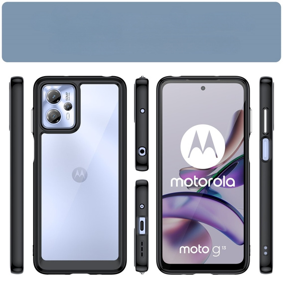 Чехол до Motorola Moto G13 / G23, Fusion Hybrid, прозрачный / черный