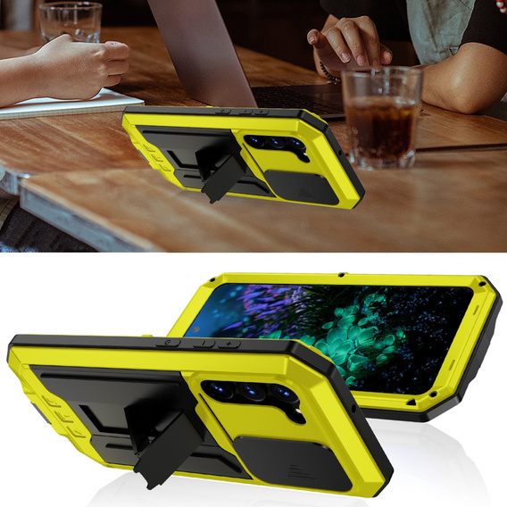 Бронированный чехол для Samsung Galaxy S23 Plus, R-JUST CamShield Slide, жёлтый