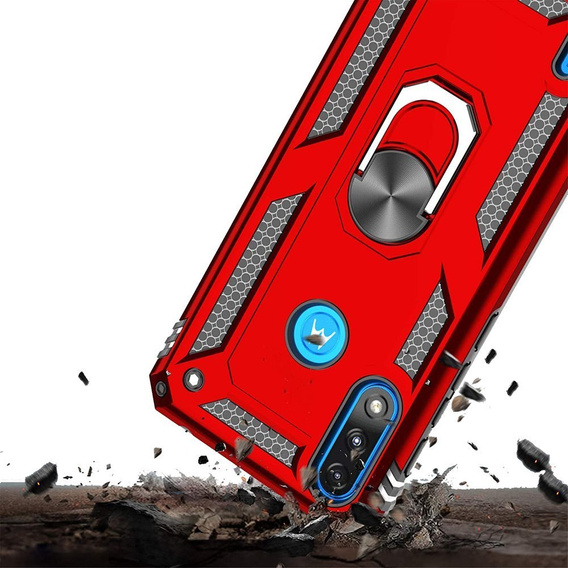 Бронированный Чехол до Motorola Moto E7 Power / E7i Power, Nox Case Ring, красный