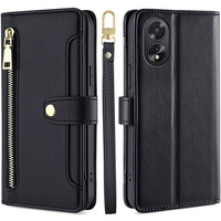 Откидной чехол для Oppo A38 / A18 4G, Wallet Zipper Pocket, чёрный