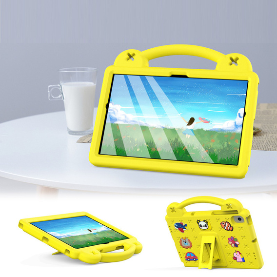 Детский чехол для Samsung Tab A8 X200 / X205, Cute Patterns, с подставкой, жёлтый