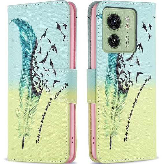 Чохол-книжка для Motorola Edge 40 5G, Wallet, feather, м'яти