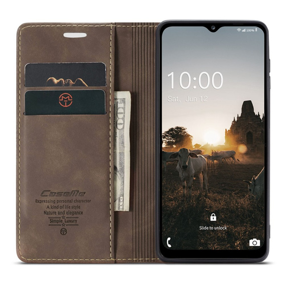 Чехол CASEME для Samsung Galaxy M33 5G, Leather Wallet Case, коричневый