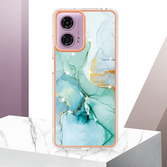 Защитный чехол для Motorola Moto G24 / G24 Power / G04, Marble Slim Case, зелёный