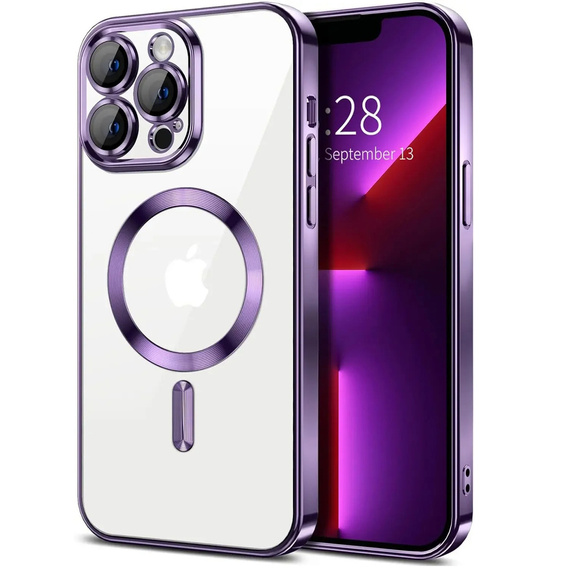 Чохол для iPhone 13 Pro, Electro MagSafe, фіолетовий + Скло на екран