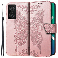 Откидной чехол для TCL 40 NXTPaper, Butterfly, розовый rose gold