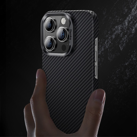 Чохол BENKS Kevlar для iPhone 15 Pro, Carbon Fiber, чорний