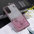 Чехол для Samsung Galaxy S20 FE, Glitter Flower, розовый rose gold