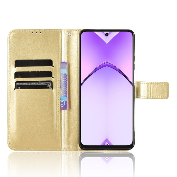 Откидной чехол для Oppo A40 / Oppo A40m, Crazy Horse Wallet, золотой