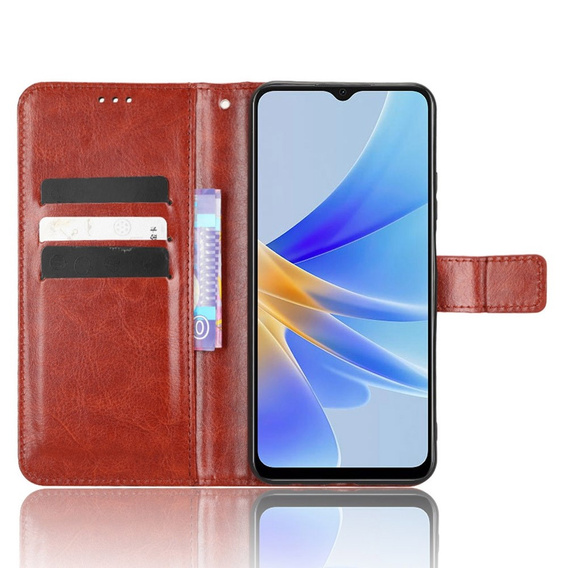 Откидной чехол для Oppo A17, Crazy Horse Wallet, коричневый