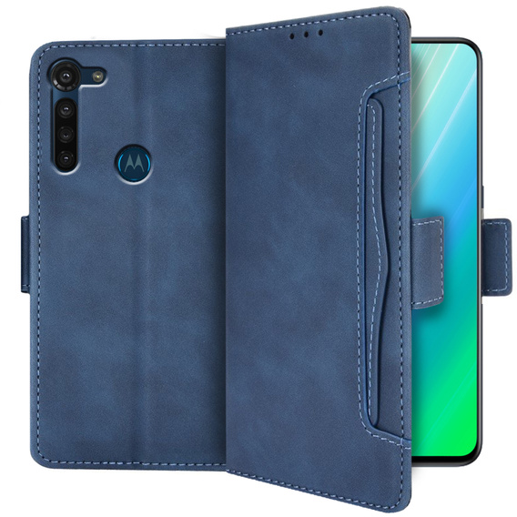 Откидной чехол для Motorola Moto G8 Power, card slot, синий