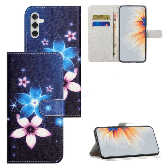 Откидной чехол для Samsung Galaxy M15 5G, Wallet, Blue Flower