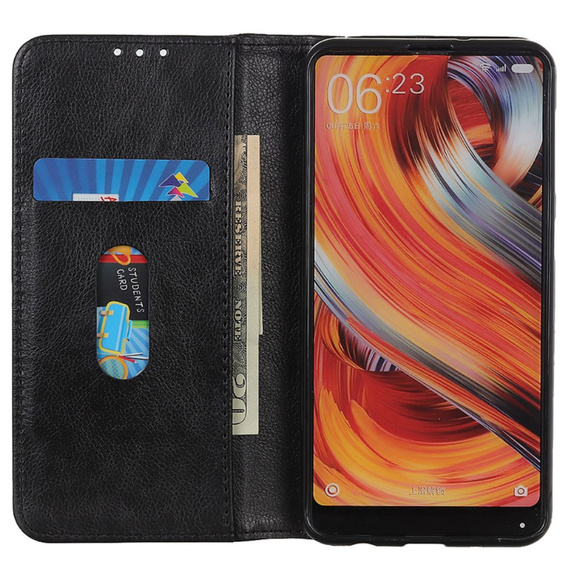 Чехол до Samsung Galaxy S24, Wallet Litchi Leather, чёрный