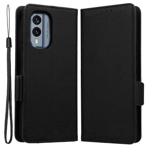 Откидной чехол для Nokia X30 5G, Wallet Litchi Magnet Case, чёрный