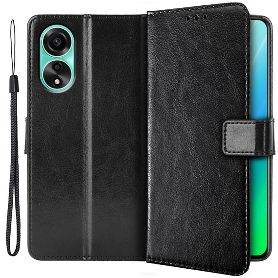 Откидной чехол для Oppo A78 4G, Crazy Horse Wallet, чёрный