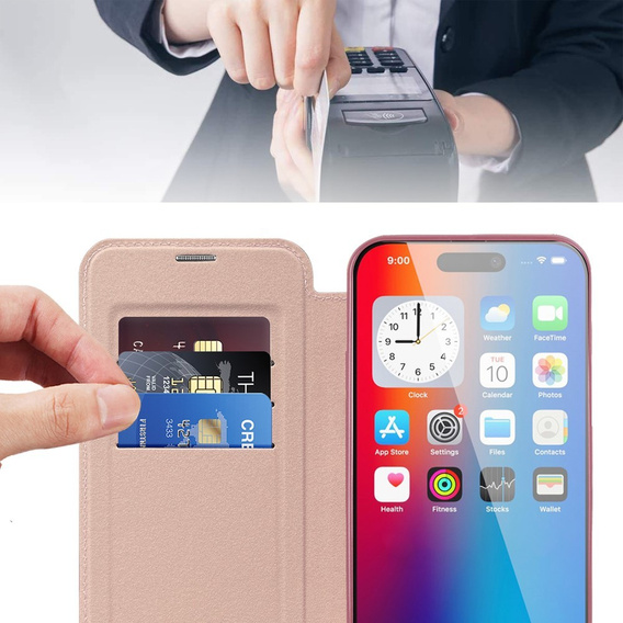 Чохол-книжка для iPhone 16, RFID Wallet MagSafe CamShield, рожевий