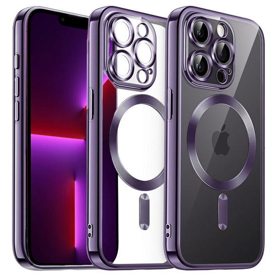 Чохол для iPhone 13 Pro, Electro MagSafe, фіолетовий + Скло на екран