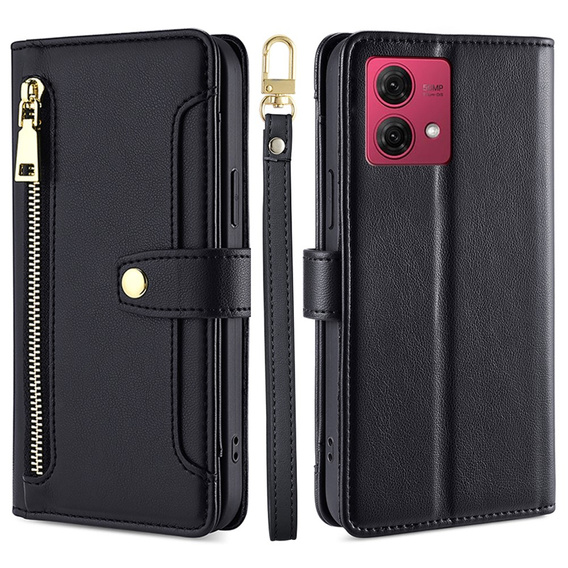 Откидной чехол для Motorola Moto G84 5G, Wallet Zipper Pocket, чёрный