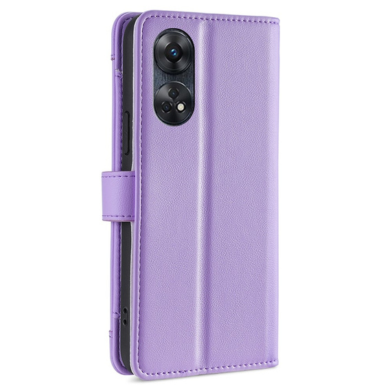 Откидной чехол для Oppo Reno8 T 4G, Wallet Zipper Pocket, фиолетовый