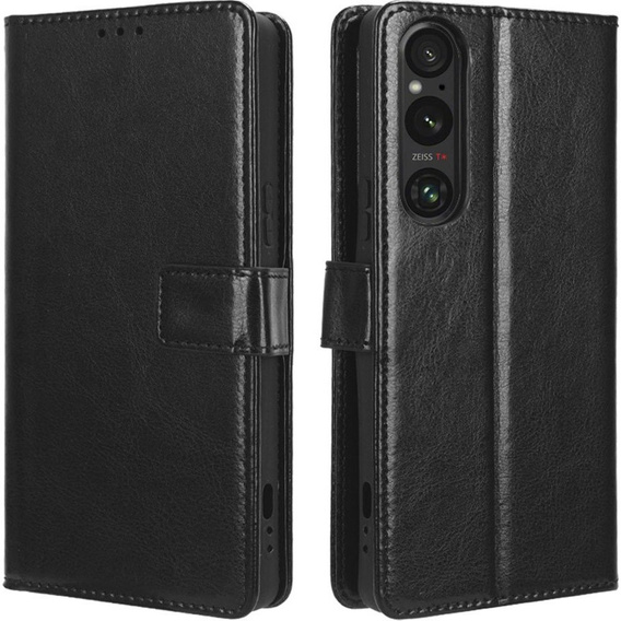 Футляр з клапаном для Sony Xperia 1 V, Crazy Horse Wallet, чорний