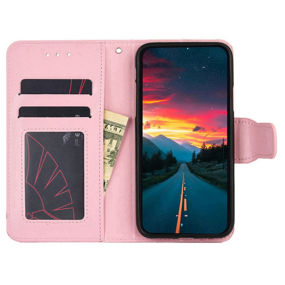 Откидной чехол для TCL 305i, PU Leather Wallet Case, розовый