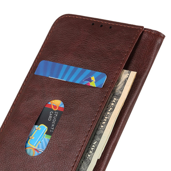 Чехол до Samsung Galaxy S24, Wallet Litchi Leather, коричневый