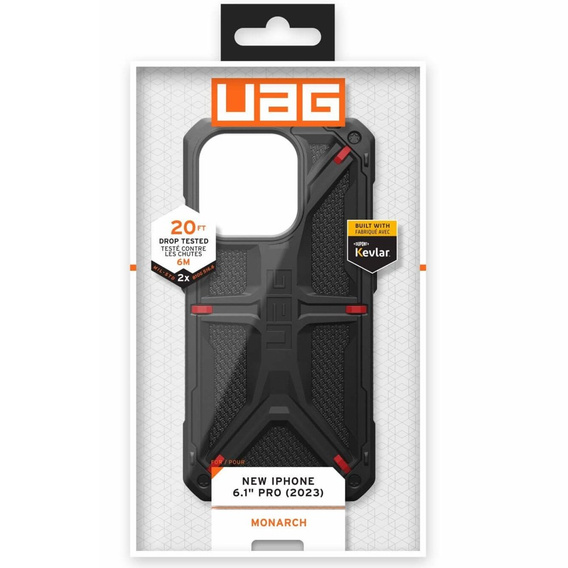 чохол Urban Armor Gear для iPhone 15 Pro, Monarch, Kevlar чорний