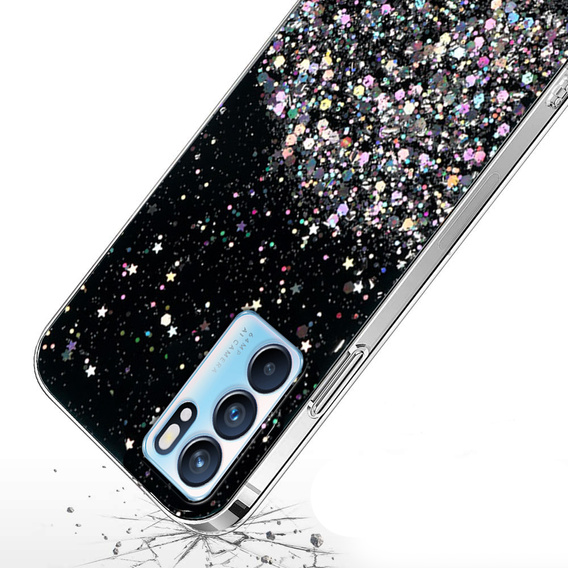 Чехол до OPPO Reno 6 5G, Glittery, чёрный