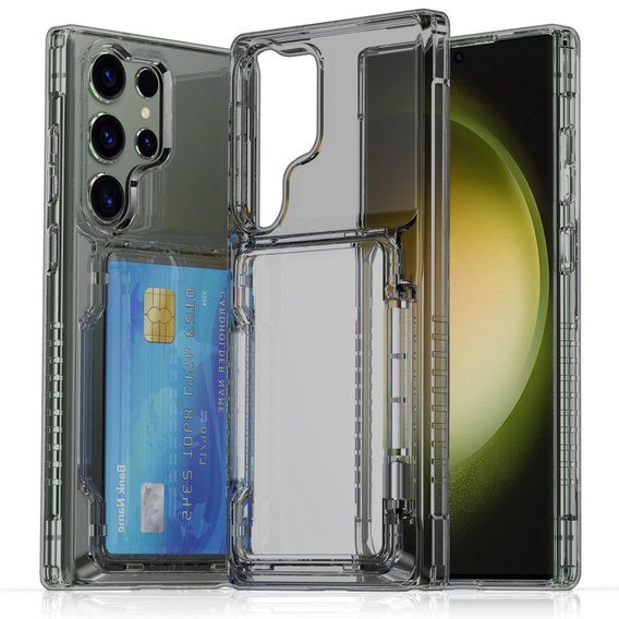 Чохол для Samsung Galaxy S24 Ultra, Card Holder, прозорий / чорний