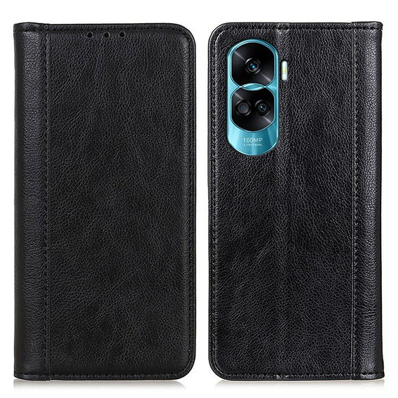 Чехол до Honor 90 Lite 5G, Wallet Litchi Leather, чёрный