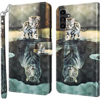 Чохол-книжка для Samsung Galaxy A14 4G/5G, Wallet, Cat & Tiger, сірий