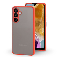 Силіконовий чохол для Samsung Galaxy M15 5G, з захистом камери, прозорий / червоний