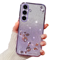 Чохол для Samsung Galaxy A05s 4G, Glitter Flower, фіолетовий