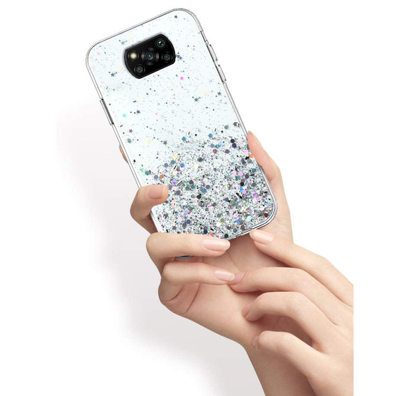 Чехол до Xiaomi POCO X3 / X3 NFC, Glittery, прозрачный