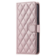 Чохол-сумка для Samsung Galaxy S25, Rhombus Crossbody Leather, рожевий rose gold