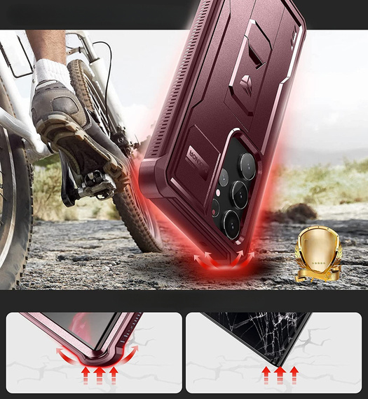 Броньований чохол для Samsung Galaxy S23 Ultra, Dexnor Full Body (Two Frames), червоний