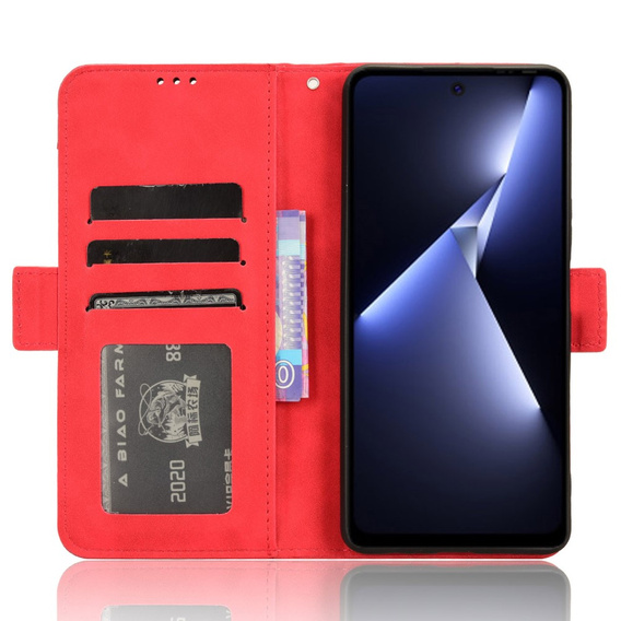 Откидной чехол для Tecno Pova 5 Pro 4G, Card Slot, красный