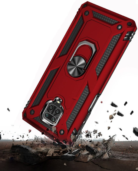 Бронированный Чехол до Xiaomi Redmi Note 9S / 9 Pro, Nox Case Ring, красный