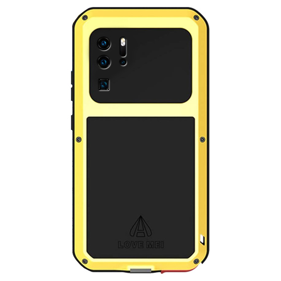 Чехол Love Mei до Huawei P30 Pro, armored with glass, желтый / черный