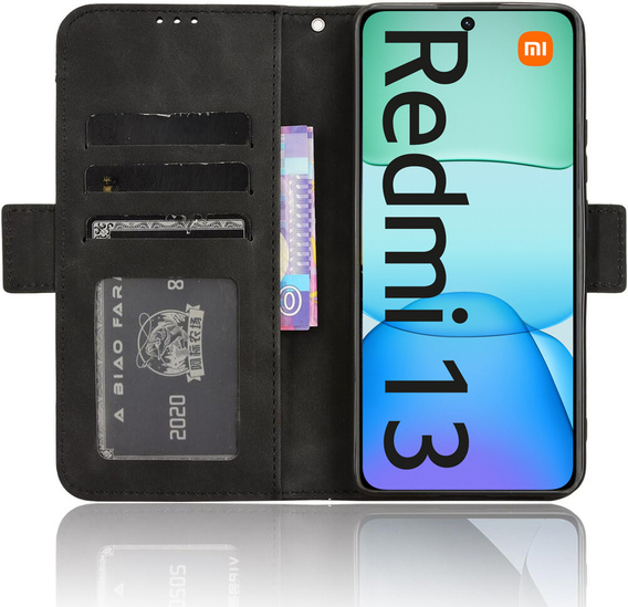 Откидной чехол для Xiaomi Redmi 13, Card Slot, чёрный