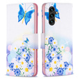 Откидной чехол для Samsung Galaxy A35 5G, Wallet, Butterfly & Flowers белый