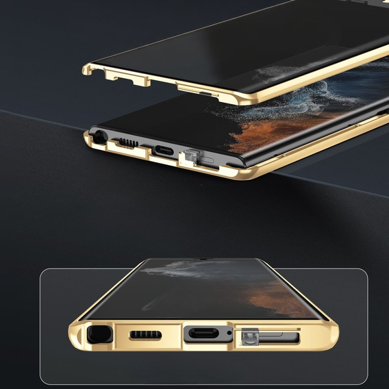 Магнітний чохол Dual Glass MagSafe для Samsung Galaxy S24 Ultra, золотий