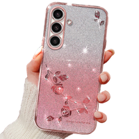 Чохол для Samsung Galaxy A05s 4G, Glitter Flower, рожевий rose gold