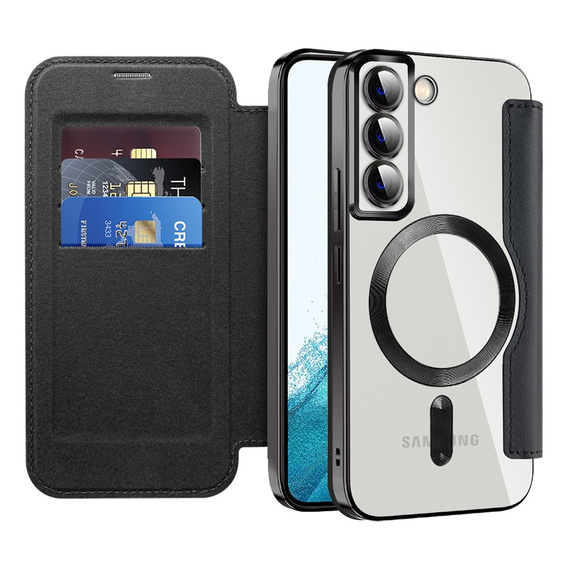 Откидной чехол для Samsung Galaxy S22 5G, RFID Wallet MagSafe CamShield, чёрный