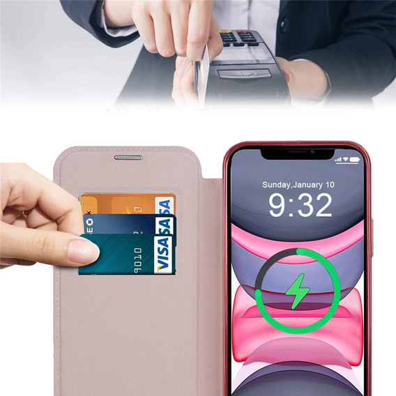 Откидной чехол для iPhone 11, RFID Wallet MagSafe CamShield, розовый rose gold